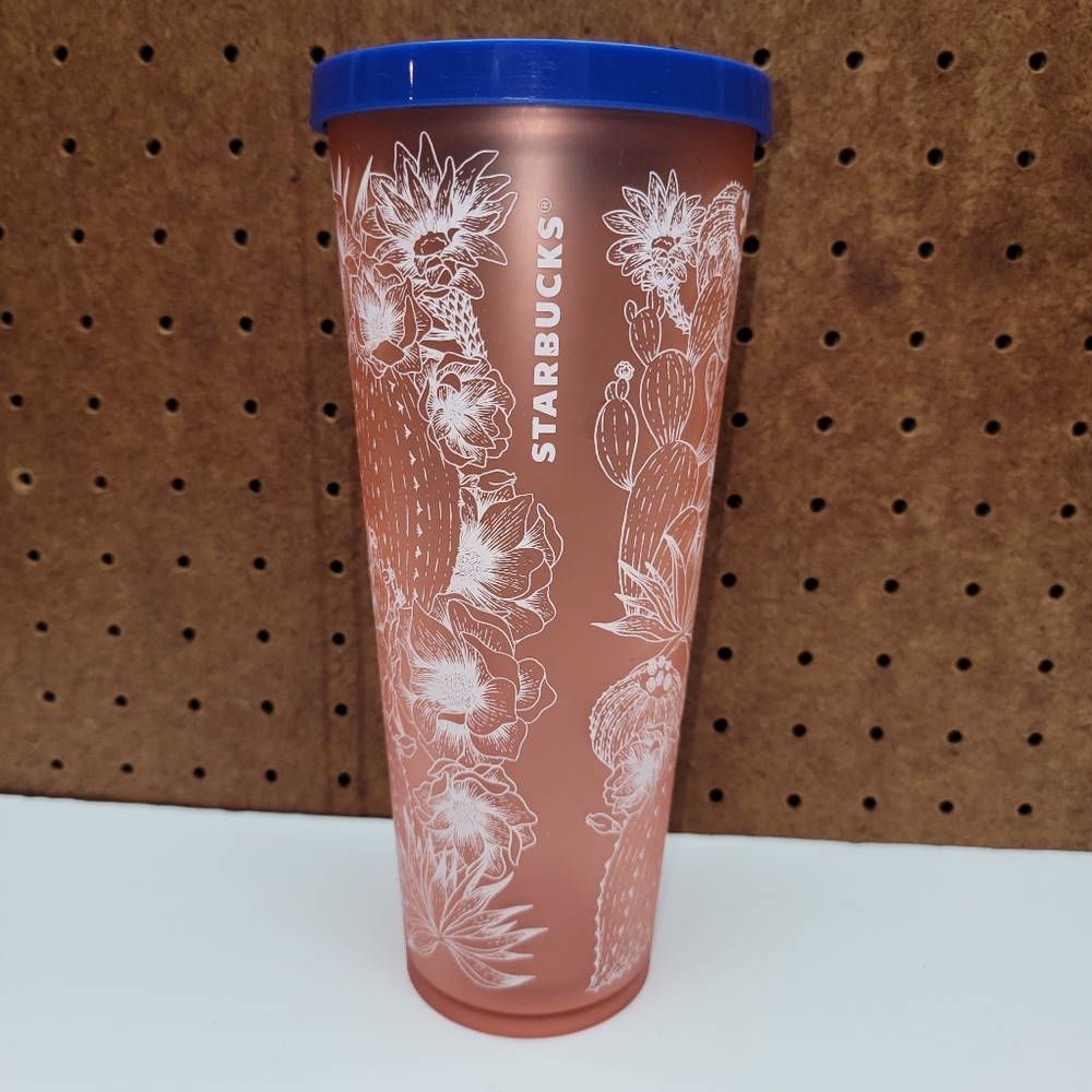 Starbucks 2018 Matte Coral Floral Cactus 24 oz Venti Tumbler
